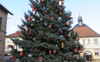 Gespendete Bäume verschönern das  weihnachtliche Ortsbild